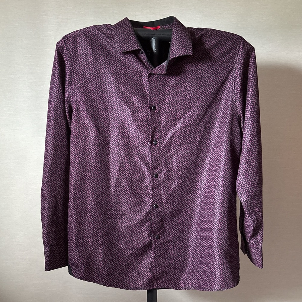 Casual Purple Button Down Shirt with Elegant Sheen